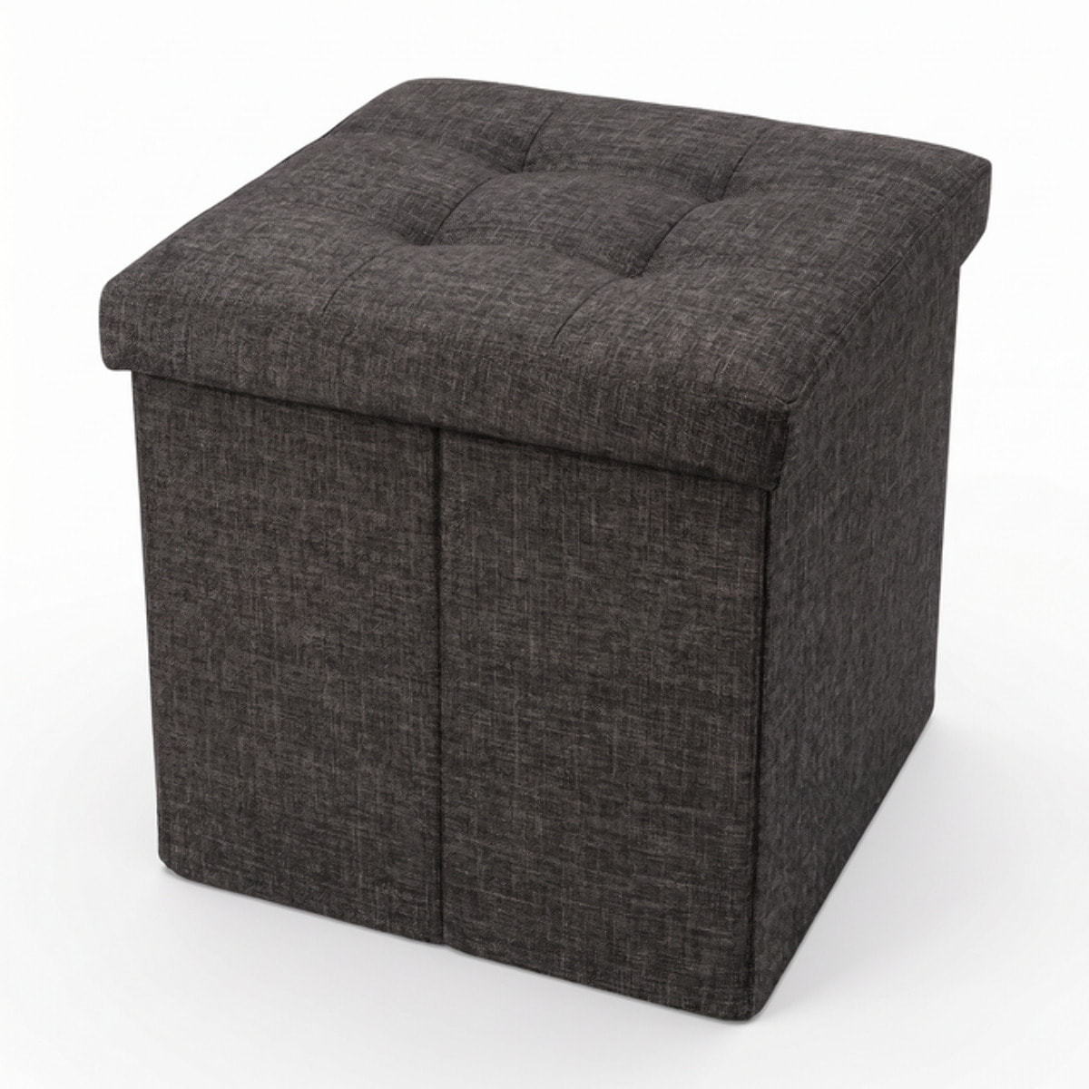 Pouf contenitore pieghevole 38x38x38 cm, cubo salvaspazio con vano interno, seduta imbottita resistente fino a 150 kg, design effetto lino elegante, ideale per soggiorno camera ingresso ufficio e cameretta