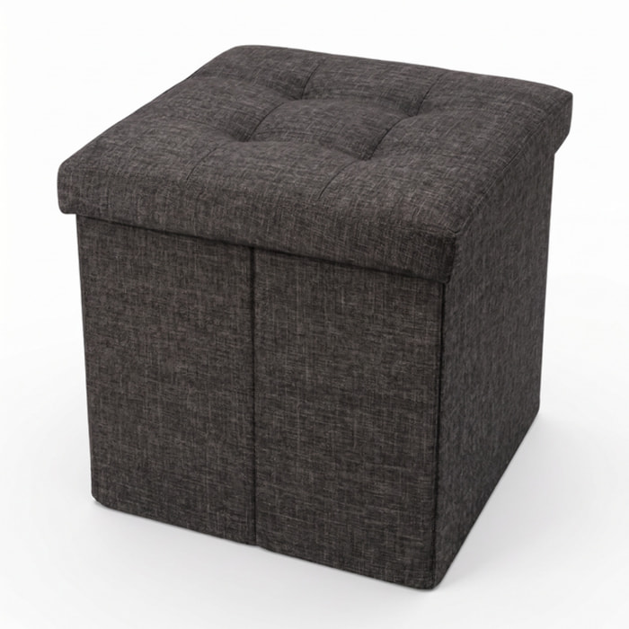 Pouf contenitore pieghevole 38x38x38 cm, cubo salvaspazio con vano interno, seduta imbottita resistente fino a 150 kg, design effetto lino elegante, ideale per soggiorno camera ingresso ufficio e cameretta