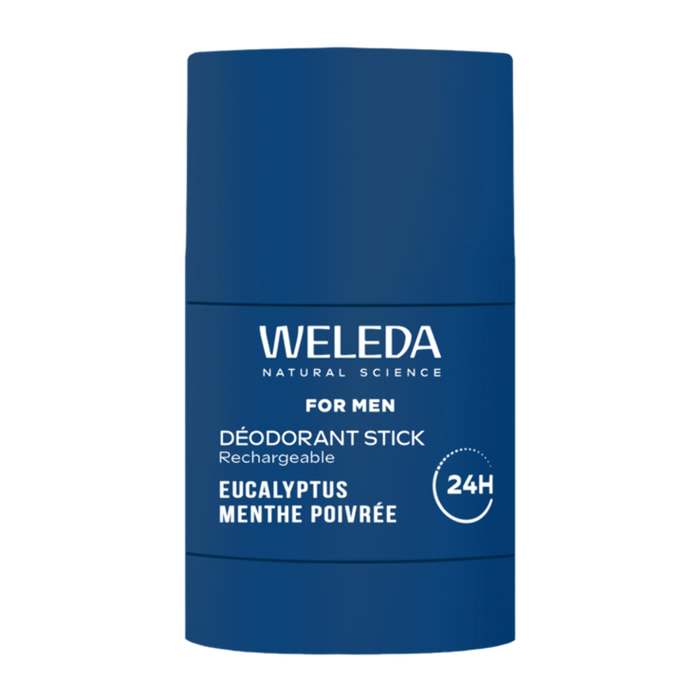 WELEDA - Déodorant Stick Rechargeable For Men 50g - Formule 100% d'origine naturelle et sans alcool - Efficacité prouvée 24H