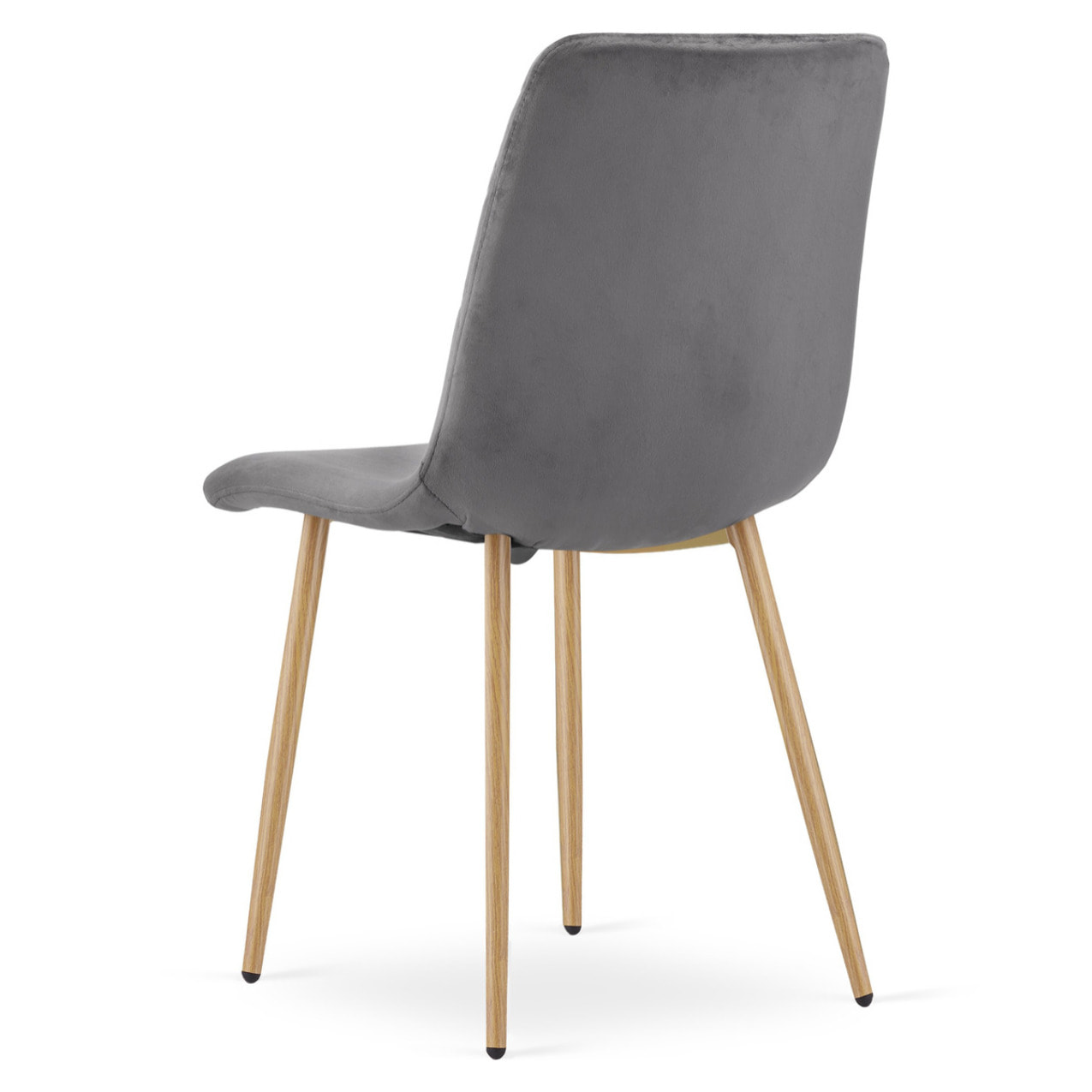 Sedia Turin in velluto grigio scuro con gambe effetto legno