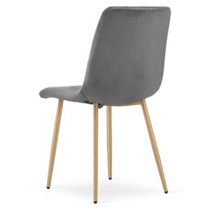 Sedia Turin in velluto grigio scuro con gambe effetto legno