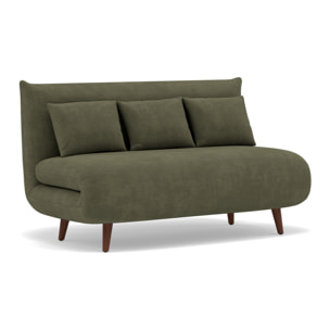 Lumi - Banquette convertible clic-clac 2 places en velours côtelé - Vert