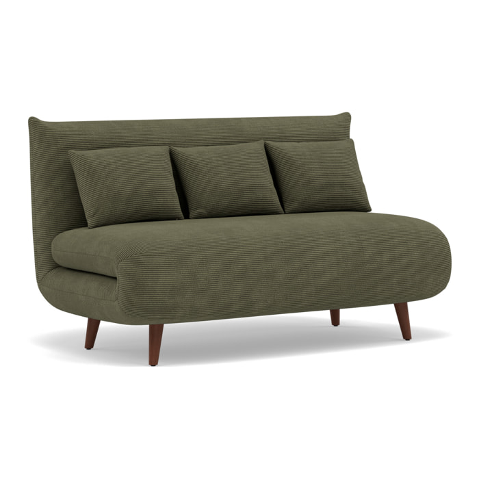 Lumi - Banquette convertible clic-clac 2 places en velours côtelé - Vert