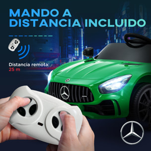 Coche Eléctrico para Niños de +3 Años Mercedes-Benz AMG GTR Carro Eléctrico Infantil con Batería 12V Mando a Distancia Faros Bocina Música y Pantalla Verde