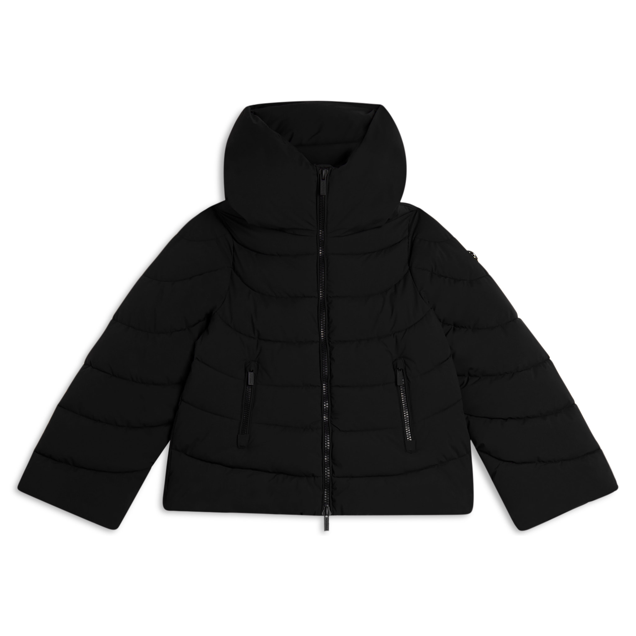 Piumino cropped donna con maniche svasate