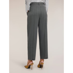 Motivi - Pantaloni barrel gessati in tinto filo - Grigio