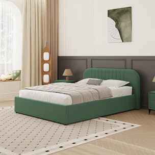 Lit avec coffre de rangement 140x190cm en velours vert MASON
