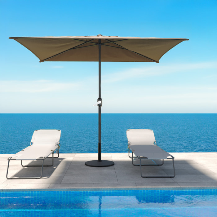 Ombrellone Rettangolare 3x2 M Da Giardino Parasole Per Balcone Con Air Vent Apertura A Manovella Anti UV Idrorepellente Mare Spiaggia Piscina Marrone