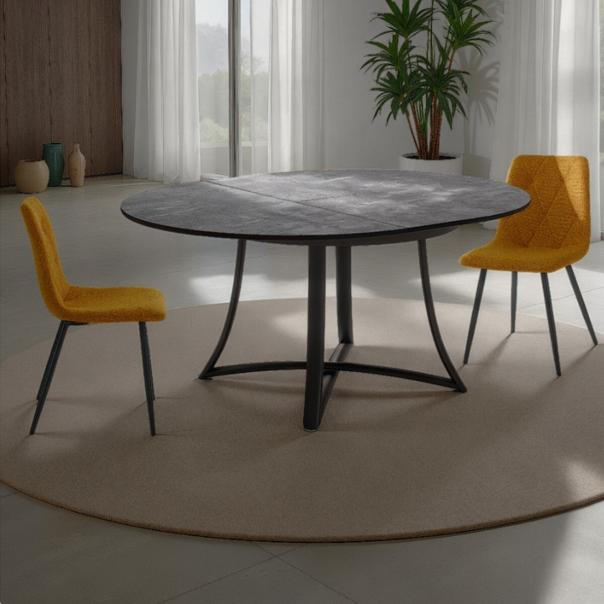 Oresteluchetta Tavolo rotondo allungabile MALMO CEMENTO