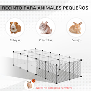 Jaula para Animales Pequeños Parque para Mascotas con 27 Paneles y Forma Personalizable para Cobayas Conejos Chinchillas 140x70x70 cm Transparente