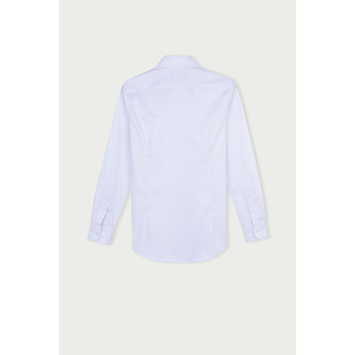 Camicia Uomo 1 Bottone Francese Slim No Iron Riga Stretta Bianco/Grigio Chiaro