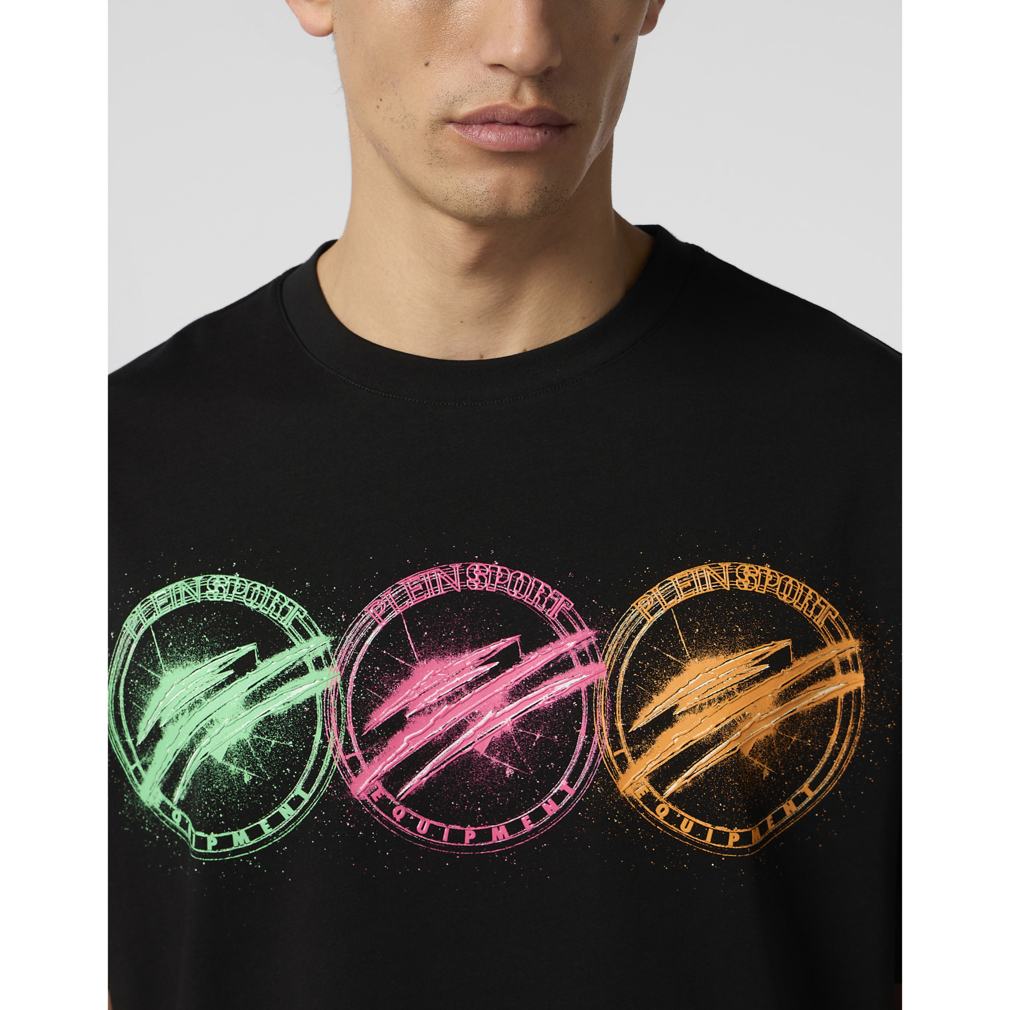 PLEIN SPORT Round Neck T-Shirt Multicolor Scratch