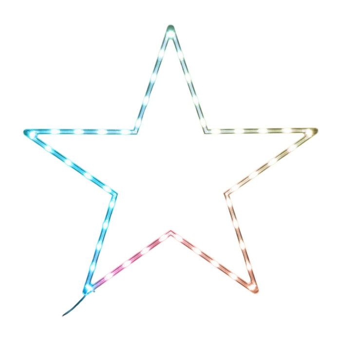 iluminación navideña estrella con 45 luces led rgb con controlador 60x0,6x57cm