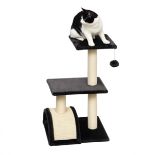 Rascador para Gatos Altura 72 cm Árbol para Gatos Torre de Escalada con Postes de Sisal Tablero para Rascar Plataformas y Bola Colgante Gris Carbón