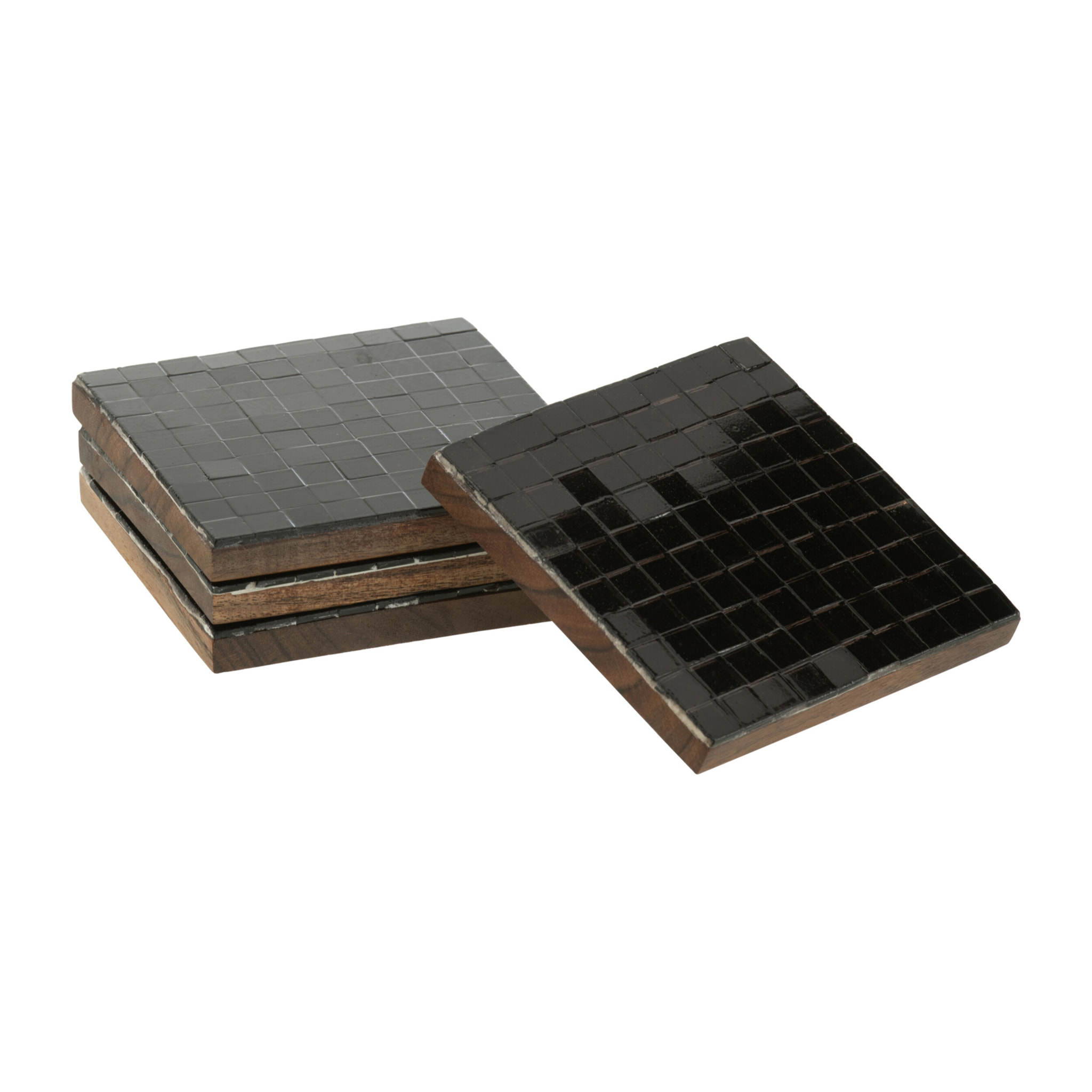 J-Line dessous de verre - verre- noir - boite de 4