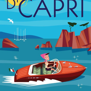 Affiche Voyage à Capri Affiche + cadre en bois - Chêne