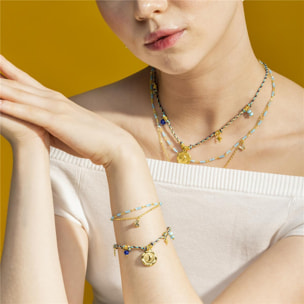 Pulsera con Cristal Azul acabado oro 18k