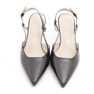 SLINGBACK SNAKE CHOCOLA' NERO