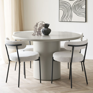 Set 2 sedie da pranzo Badalona in bouclé bianco con gambe nere 49x57x72,5 cm