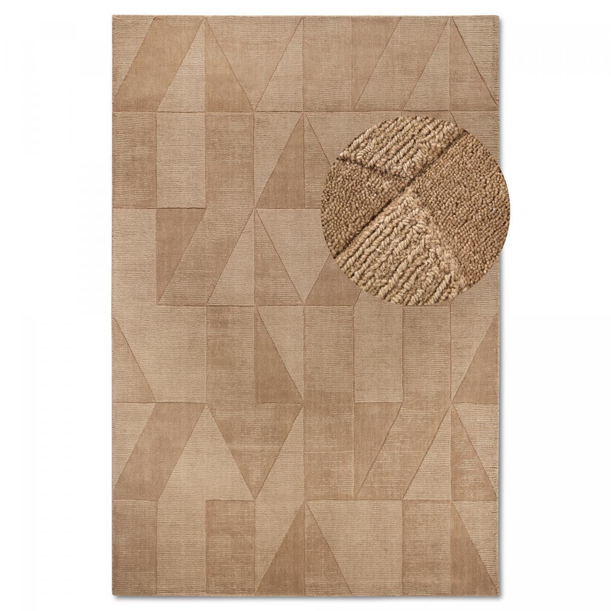 Tapis salon géométrique, relief tissé à la main, design authentique