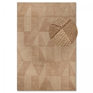 Tapis salon géométrique, relief tissé à la main, design authentique
