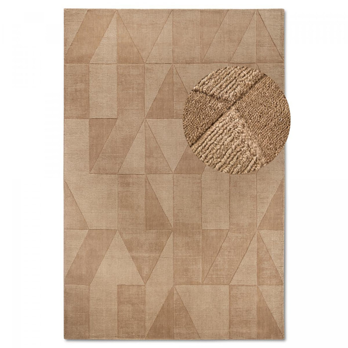Tapis salon géométrique, relief tissé à la main, design authentique