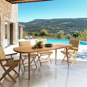 VICK - Table de jardin en bois d'Angélique huilé 200x90cm