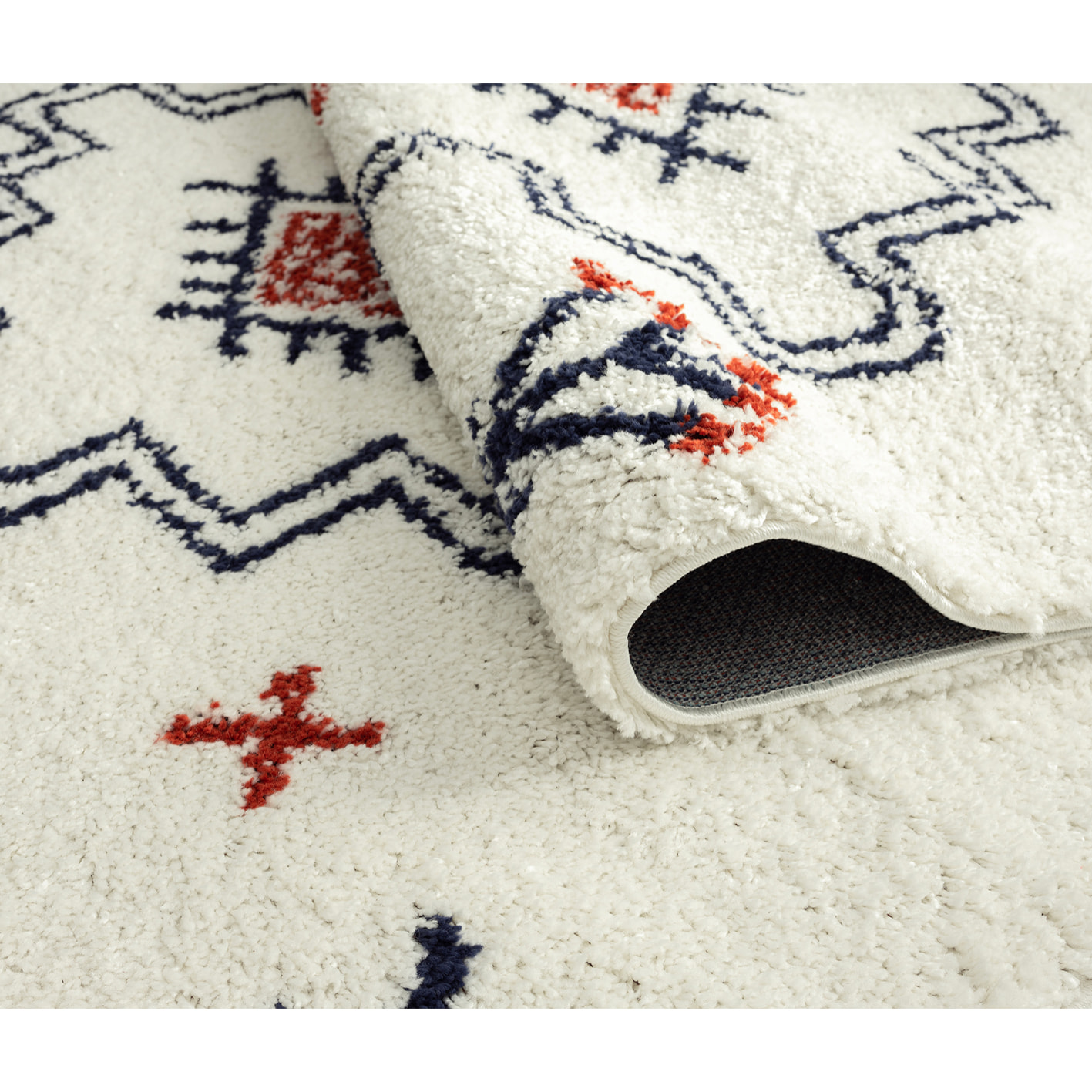 Tipi - tapis chambre d'enfant style berbère à poils longs à motif multicolore