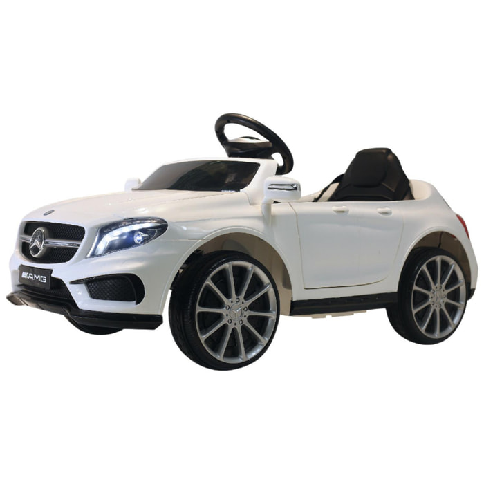 Voiture véhicule électrique enfant 6 V 3 Km/h max. télécommande effets sonores + lumineux Mercedes GLA AMG blanc