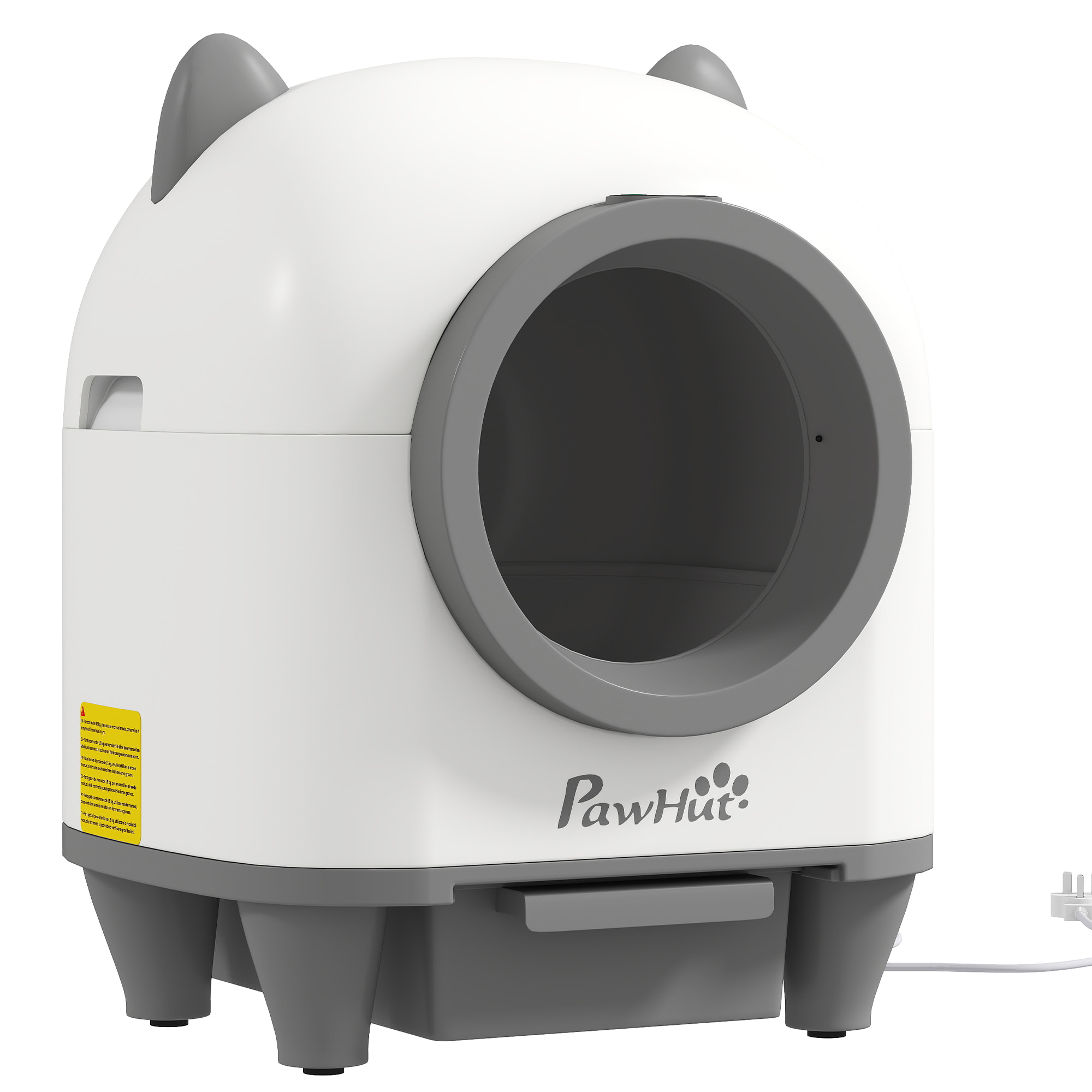 Bac à litière autonettoyante pour chat - maison de toilette autonettoyante - 80L - blanc gris