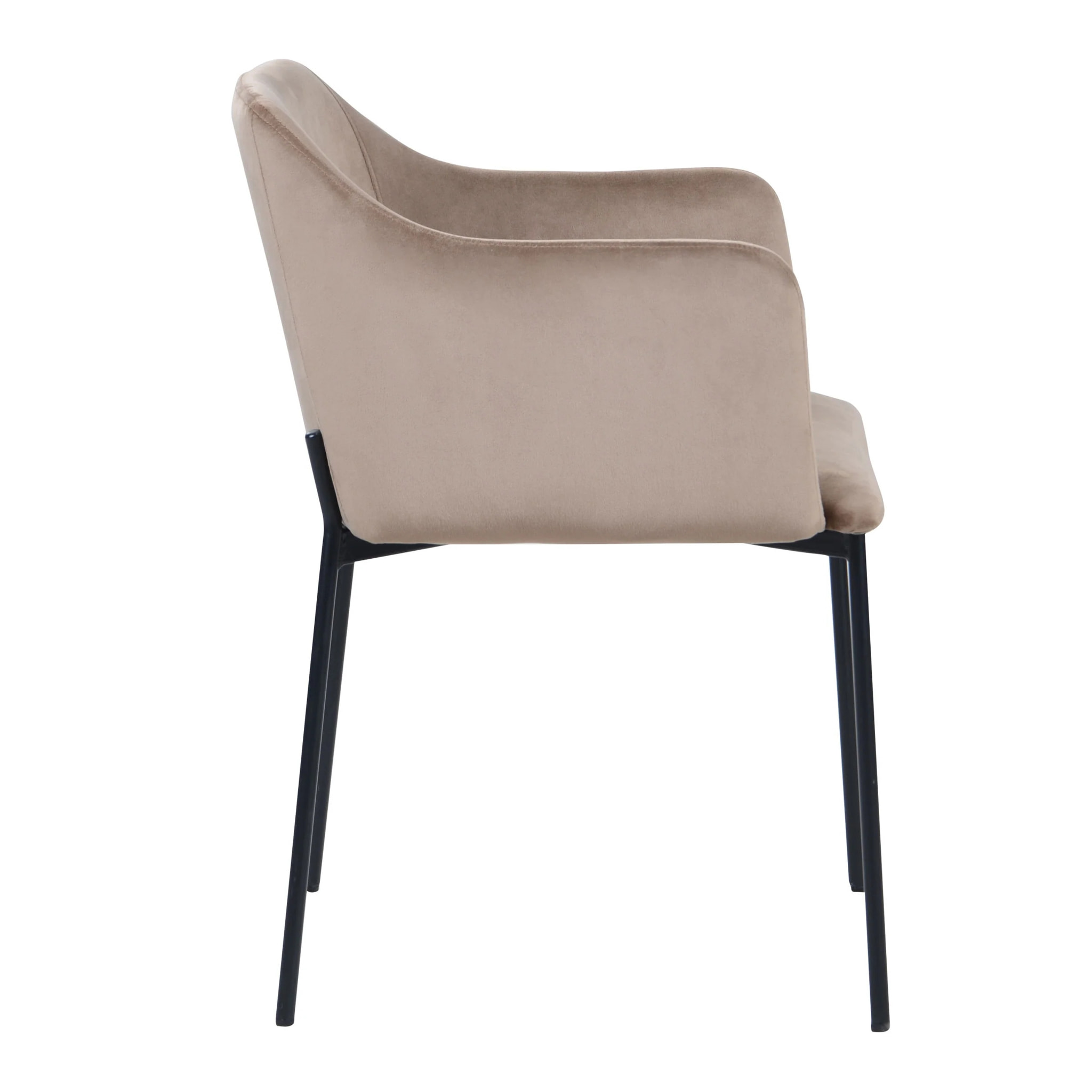 Fauteuil beige en velours et pieds en métal noir - Glam