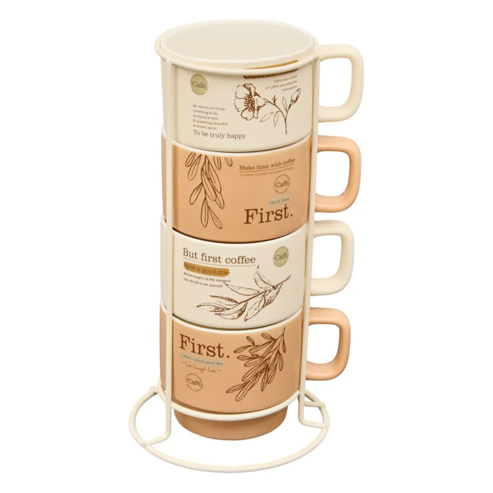 Rack de 4 Mugs S Wellness 220 ml
