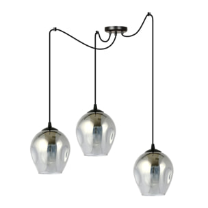 Lampada a sospensione LEVEL in acciaio nero e vetro grafite