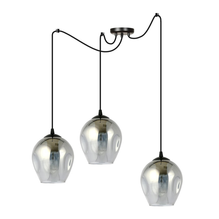 Lampada a sospensione LEVEL in acciaio nero e vetro grafite