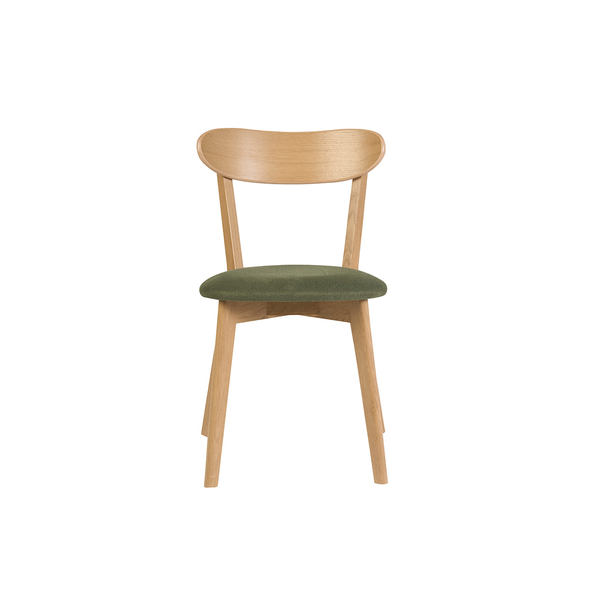Chaises vintage en bois clair chêne et tissu effet velours texturé vert kaki (lot de 2) DOVE