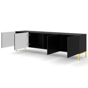 Lara - meuble tv - pieds dorés - 2 tiroirs - 200 cm - Noir