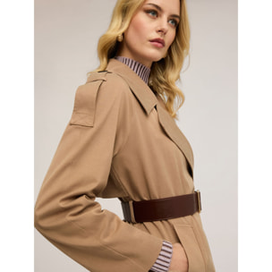 Motivi - Trench corto misto lyocell con cintura - Beige