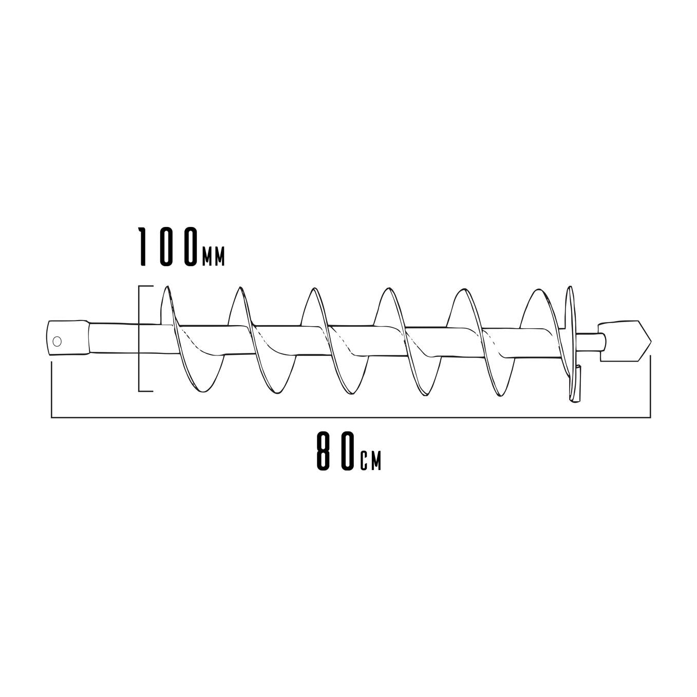 Punta Per Trivella Lunghezza 80Cm E Diametro 100Mm