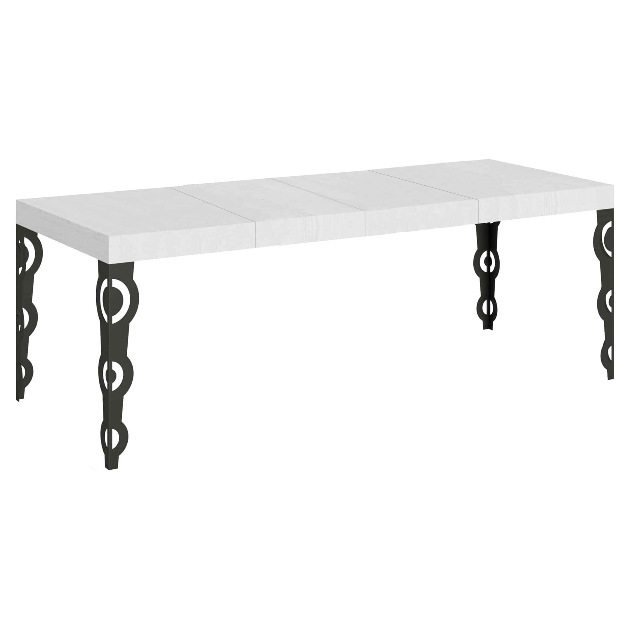 Table extensible 90x160/264 cm Karamay Premium Frêne Blanc cadre Anthracite