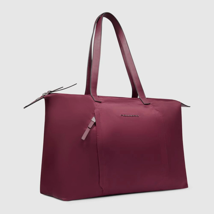 Piquadro Borsa porta pc pieghevole in tessuto riciclato e pelle