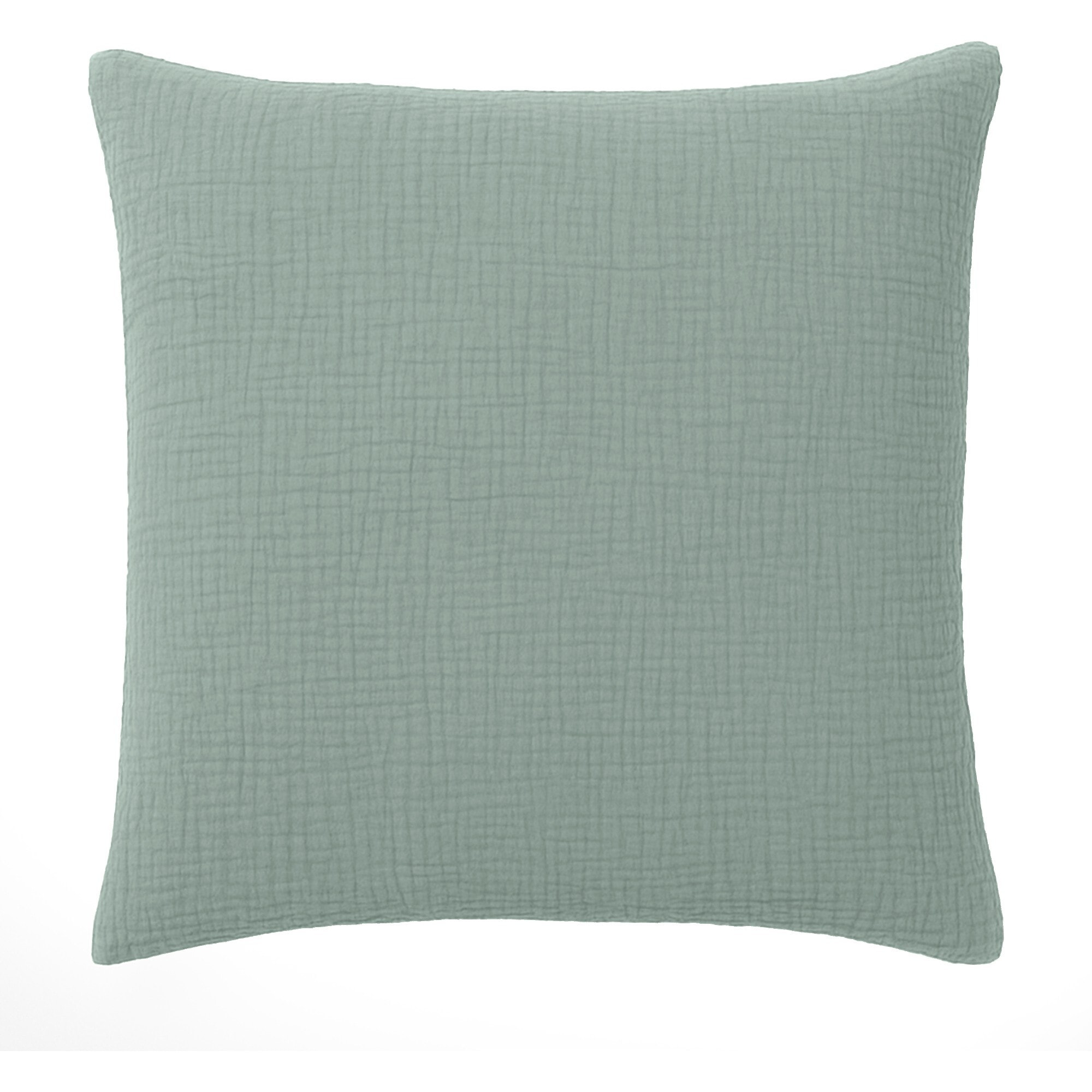 Paire de Taies d'oreiller gaze de coton lavé vert givrée