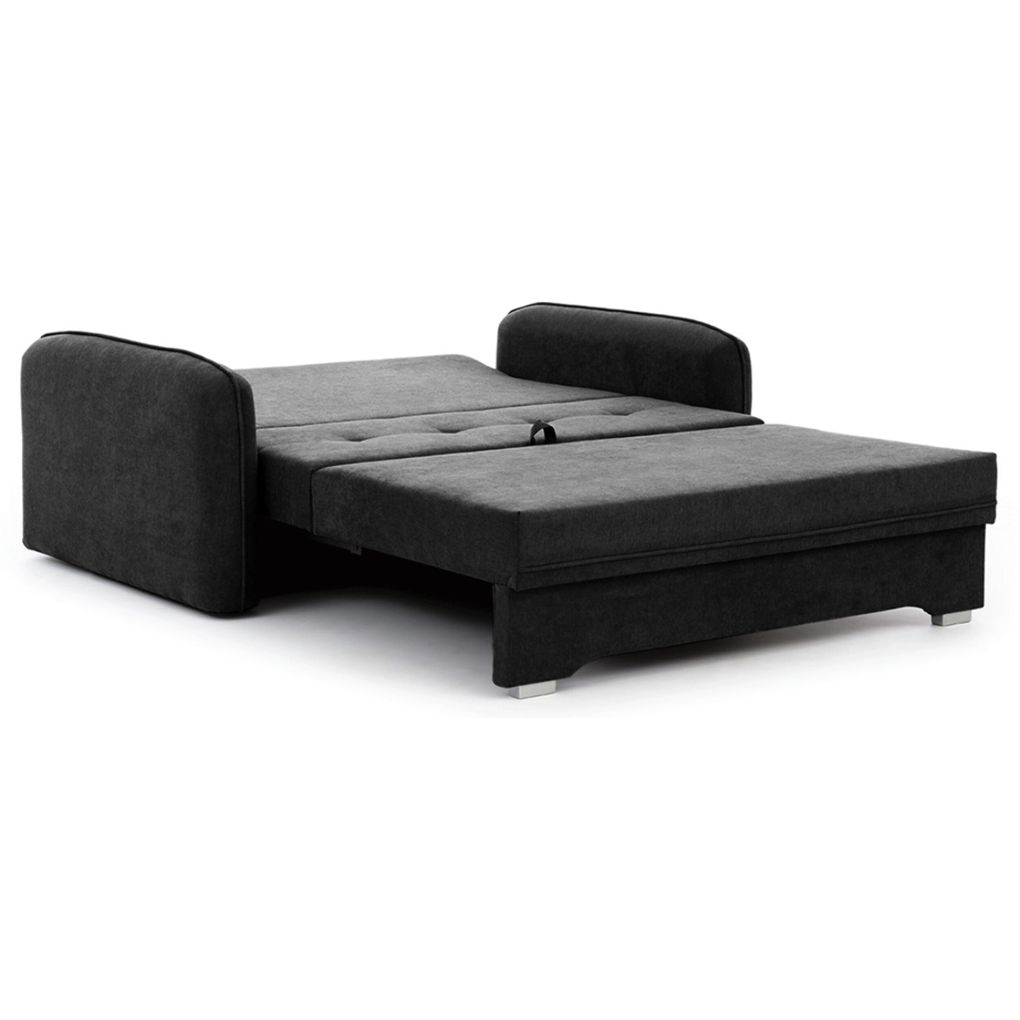 Michelle - canapé droit 3 places convertible avec coffre en velours - Noir