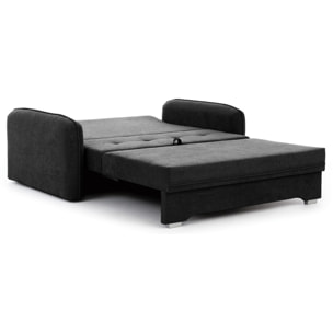Michelle - canapé droit 3 places convertible avec coffre en velours - Noir
