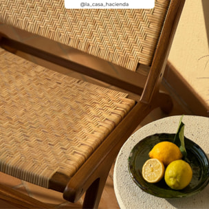 Fauteuil en bois de teck et tressage chevron en rotin - Kilka