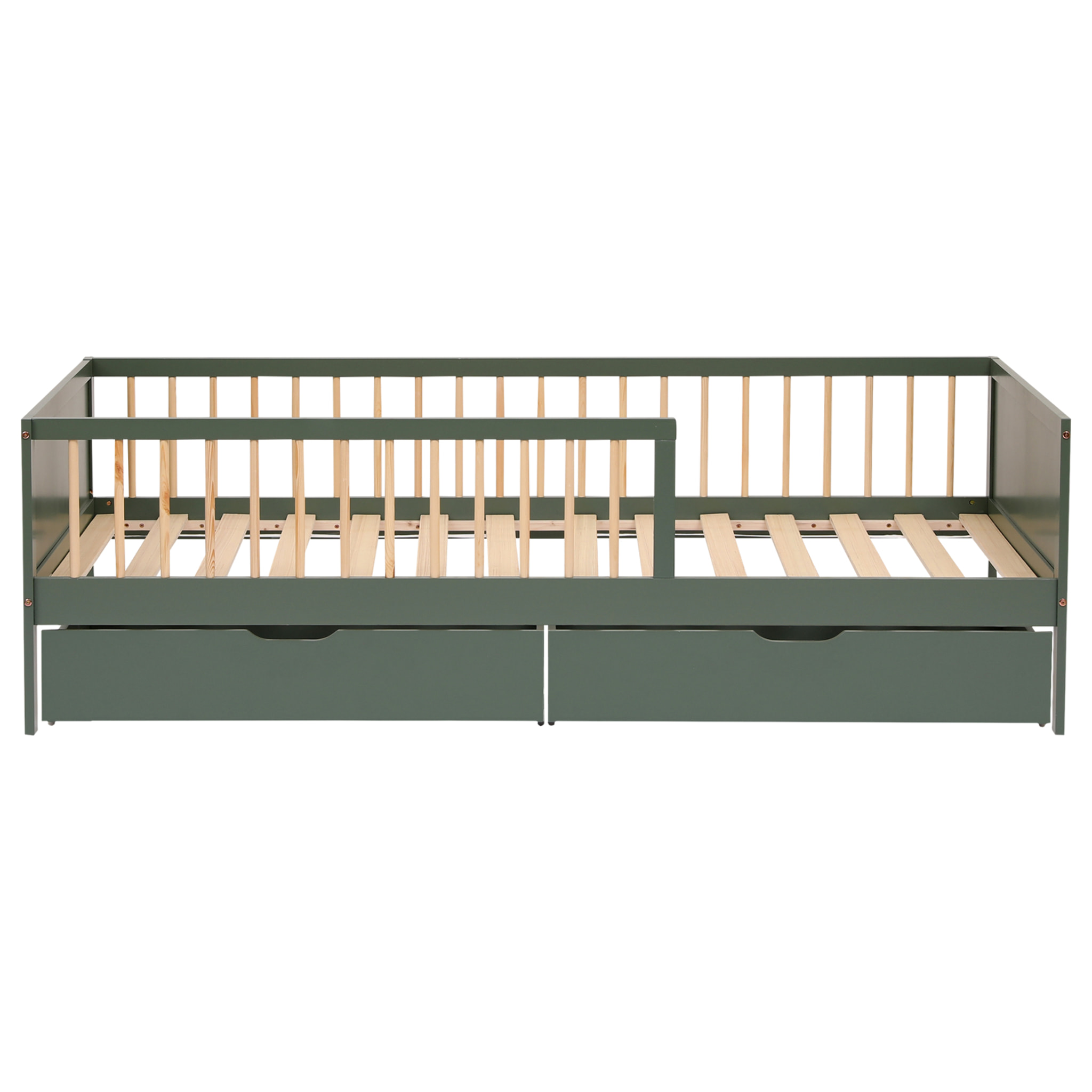 Lit pour enfant 190x90cm vert avec tiroirs ADAM