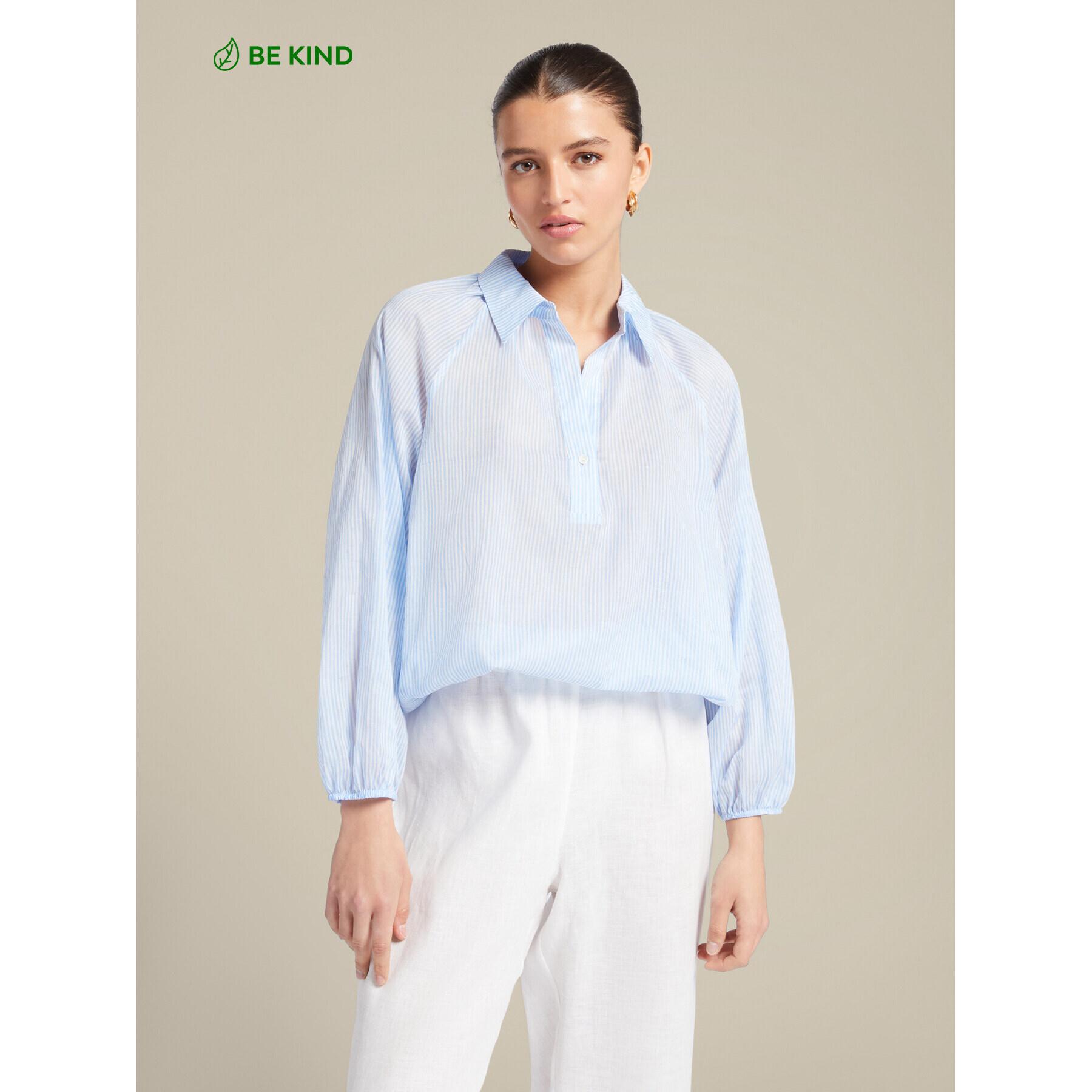 Elena Mirò - Blusa in voile di cotone stampato - Azzurro