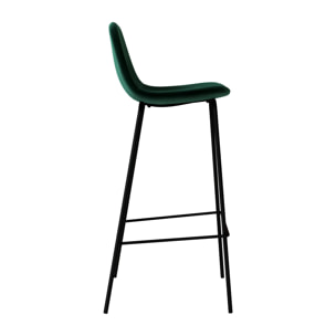 Lot de 2 chaises de bar en velours vert foncé 75 cm - Henrik