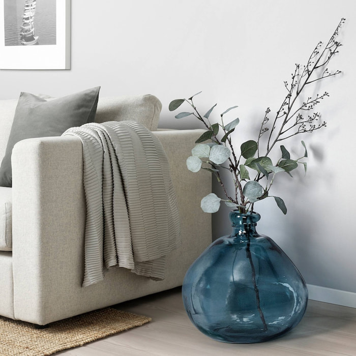 Jarrón redondo Uly diám. 21 cm cristal reciclado azul