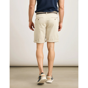 Bermuda Algodón con Cinturón Piedra - Esteban