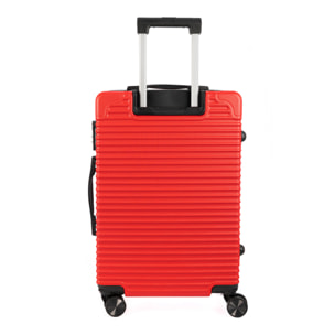 DAM Set di 3 valigie Trolley, in materiale leggero ABS ad alta resistenza con angoli rinforzati. Chiusura numerica e 4 ruote doppie rimovibili e girevoli a 360°. 54x32x80 Cm. Colore: Rosso